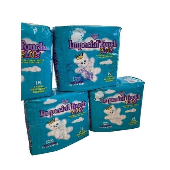 Vintage Made In The USA Imperial Touch Plus Diapers XL babies 32 Lbs + RARE - Picture 2 of 4